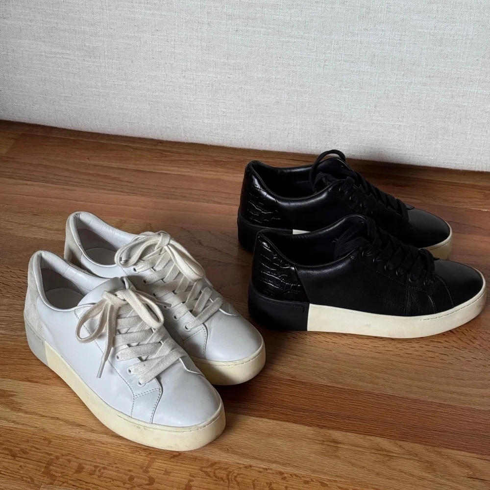 VINCE Bensley croc-embossed accent Leather Platform‎ Sneakers Size 6.5
